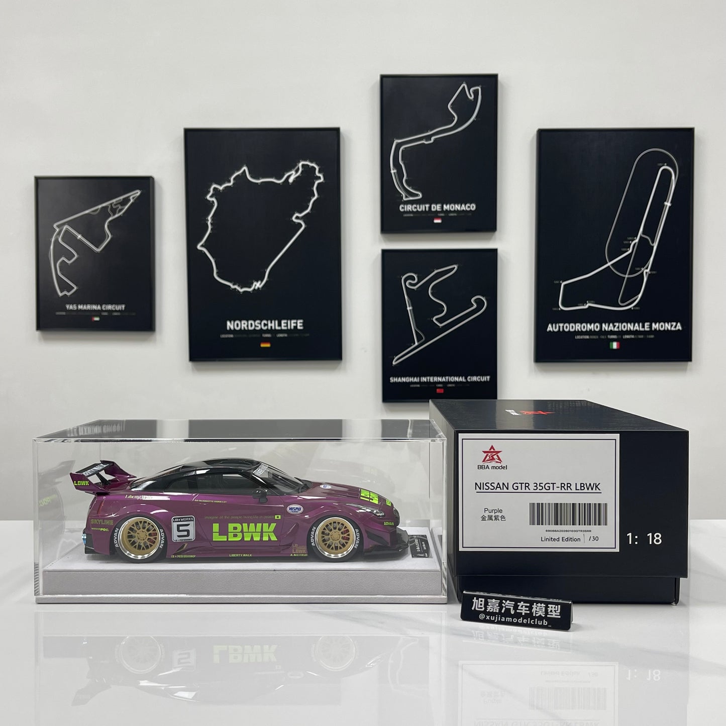 BBA MODEL 1/18 Nissan GTR 35GT-RR Metallic Purple Limited Edition Model Car
