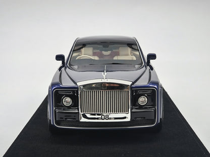 AutoBarn 1/18 Rolls-Royce Sweptail Metallic Blue Simulation Car Model Ornaments