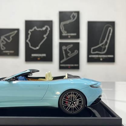 MOTORHELIX 1/18 Aston Martin DB12 Volante (Convertible) – Glass Blue – MH397