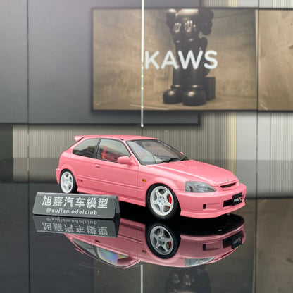 MOTORHELIX 1/18 Honda Civic Type R(EK9) Pink Alloy Fully Open Simulation Car Model