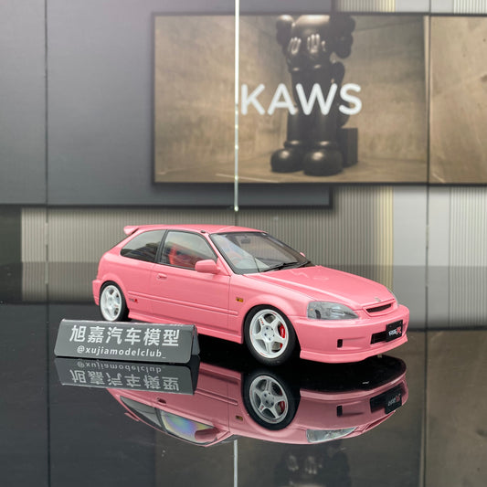 MOTORHELIX 1/18 Honda Civic Type R(EK9) Pink Alloy Fully Open Simulation Car Model