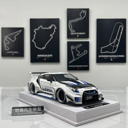 BBA MODEL 1/18 Nissan GTR 35GT-RR Blue and White Limited Edition Model Car