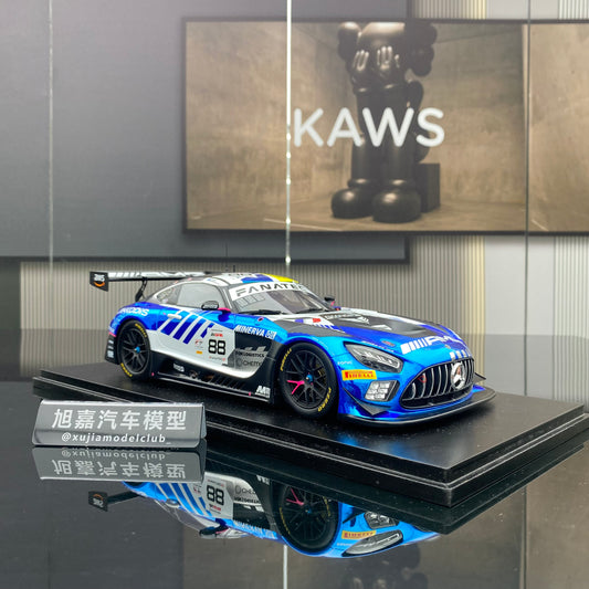 SPARK 1/18 Mercedes-Benz AMG GT3 Akkodis ASP Team 2023 Spa Endurance Race Runner-up No. 88 Blue Paint Simulation Car Model Ornament
