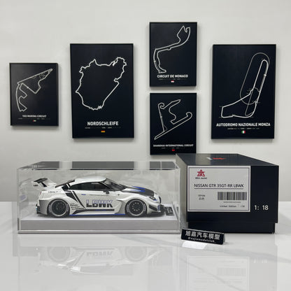 BBA MODEL 1/18 Nissan GTR 35GT-RR Blue and White Limited Edition Model Car