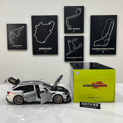 KILO Works 1/18 Audi Darwin RS6 Foil Silver Alloy Fully Open Simulation Model Car