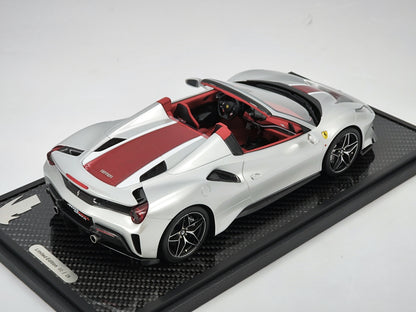 BBR 1/18 Ferrari 488 Pista Spider Silver Resin Car Model