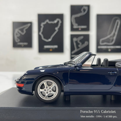 MINICHAMPS 1/18 Porsche 911 (993) Cabriolet, Metallic Blue (155061130)