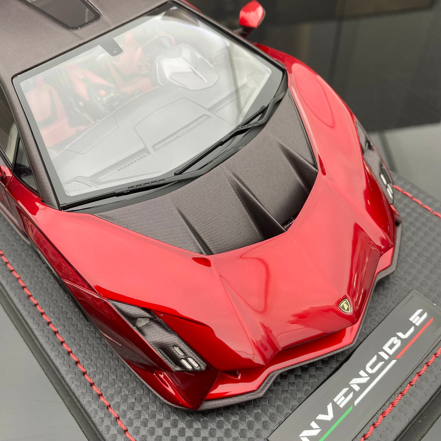 MR 1/18 Lamborghini Invencible coche deportivo con techo rígido rojo metalizado modelo de coche de edición limitada