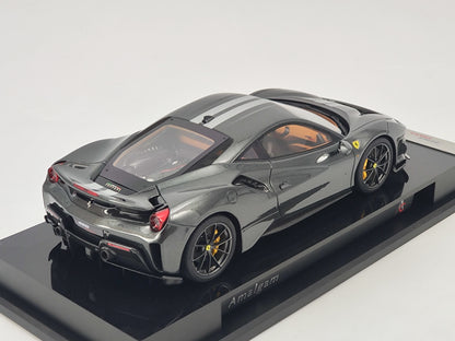 Amalgam 1/18 Ferrari 488 Pista Silver Lime Resin Model Car