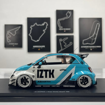 Topspeed 1/18 LB-WORKS x Abarth Works IZTK Abarth 95 – Blue & White Livery (TS0623)