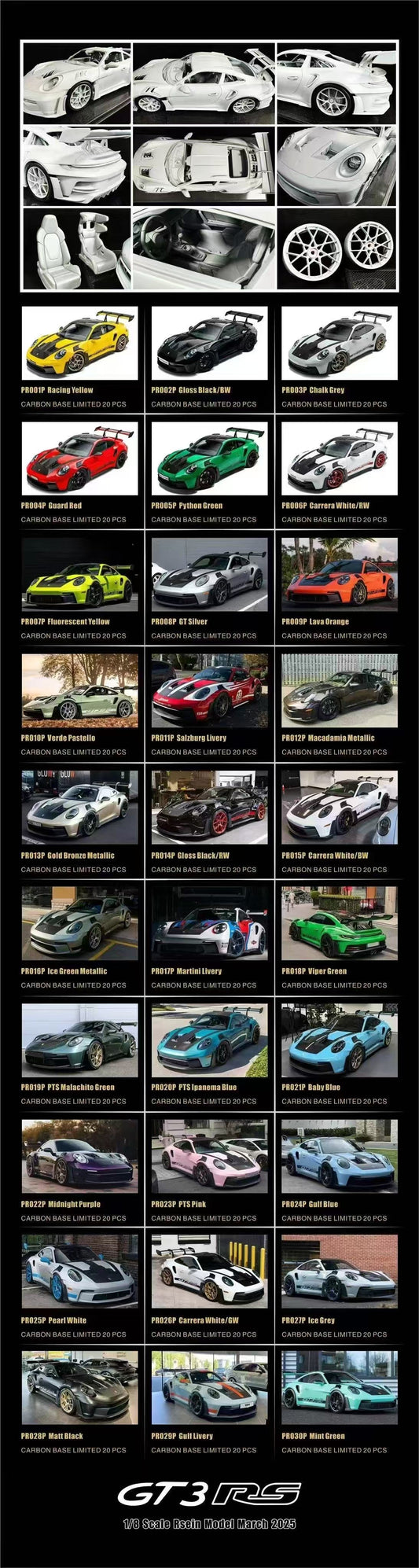 DM 1/8 Porsche 992 GT3RS Limited Edition Simulation Car Model Ornaments Collection