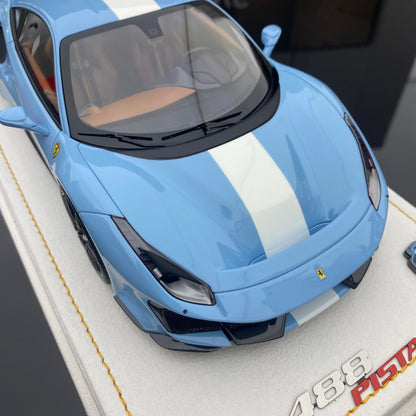 MR 1/18 2025 Year of the Snake Edition Ferrari 488 pista Plata Blue car model