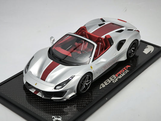 BBR 1/18 Ferrari 488 Pista Spider Silver Resin Car Model