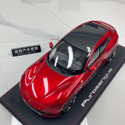 BBR 1/18 Ferrari Purosangue Leather Sole Magnesite Metallic Red HE180052BDIE