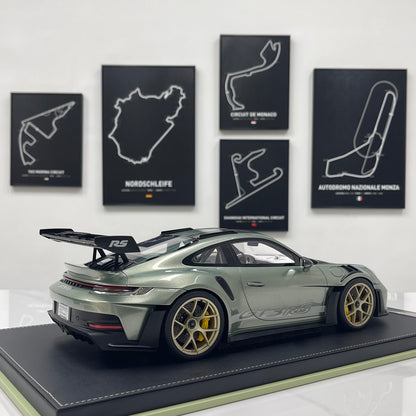 IVY 1/12 Porsche 992 GT3 RS City Bamboo Green and White Decals Limited Edition Model Car