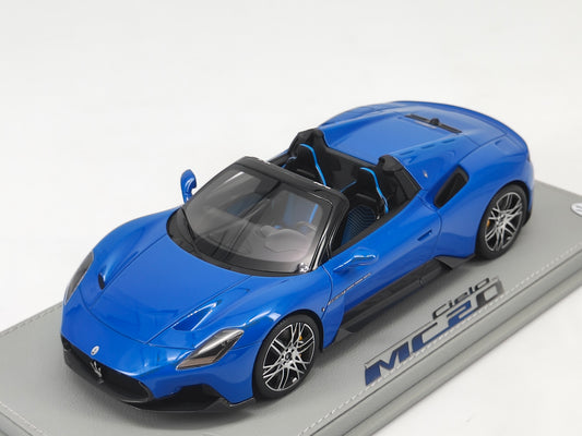 BBR 1/18 Maserati MC20 CIELO Convertible Boundless Blue Resin Car Model P18222D