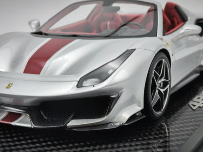 BBR 1/18 Ferrari 488 Pista Spider Silver Resin Car Model