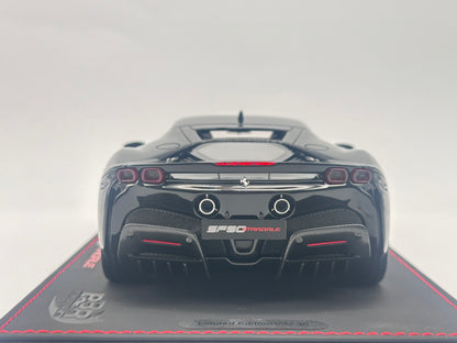 BBR 1/18 Ferrari SF90 Stradale Leather Base Brilliant Daytona Black Simulated Car Model