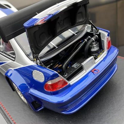 New Arrival DCN 1/18 BMW M3 GTR E46 Need for Speed Deluxe Edition Blue and White Price 168$