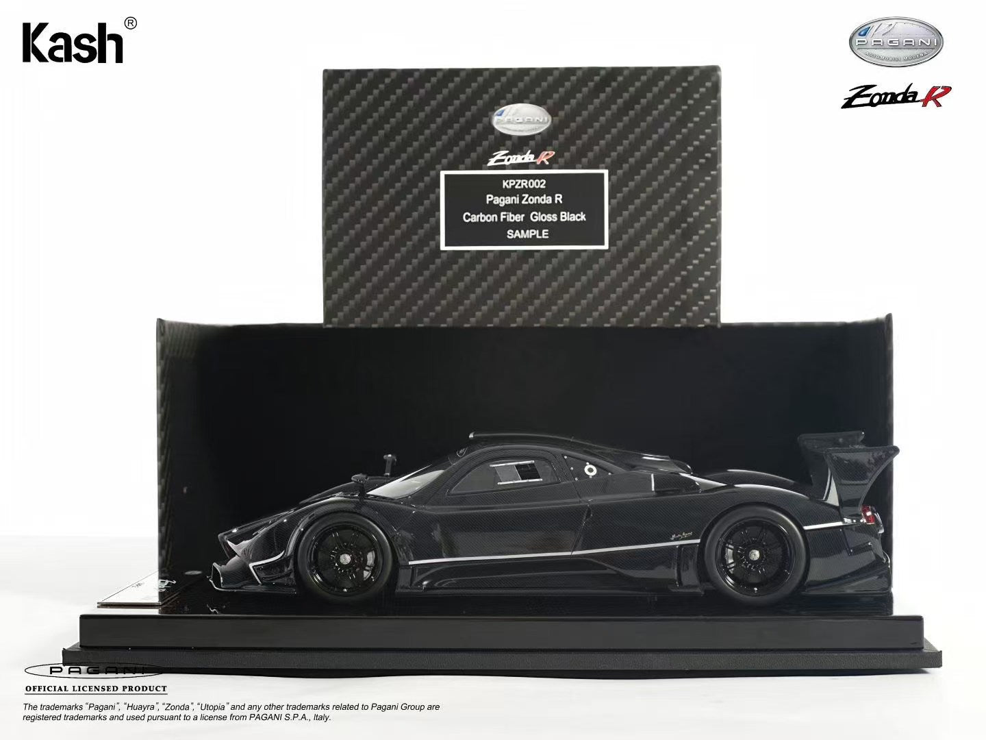 Kash Model 1/18 Pagani Zonda R Gloss Carbon Black Diecast Model