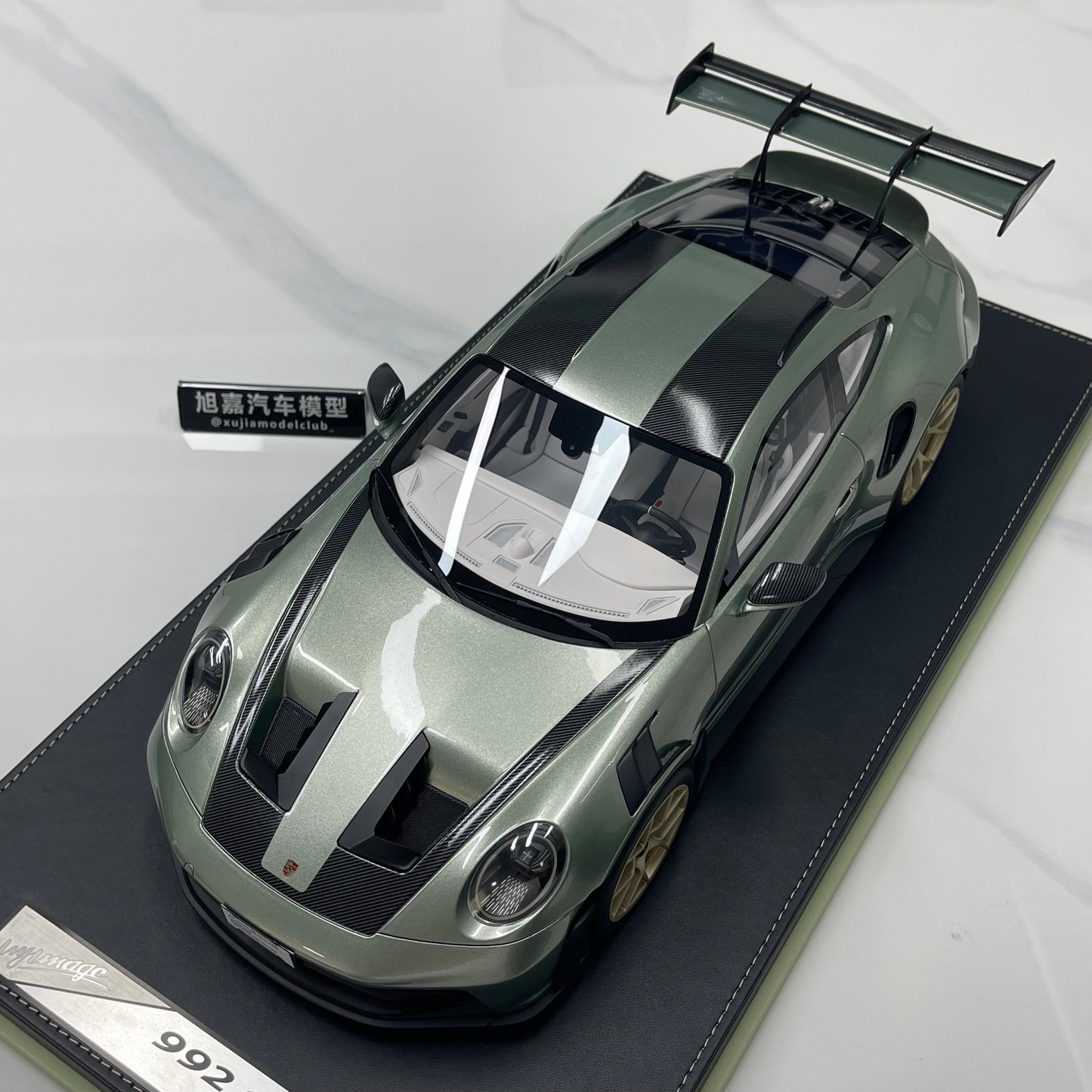 IVY 1/12 Porsche 992 GT3 RS City Bamboo Green and White Decals Limited Edition Model Car