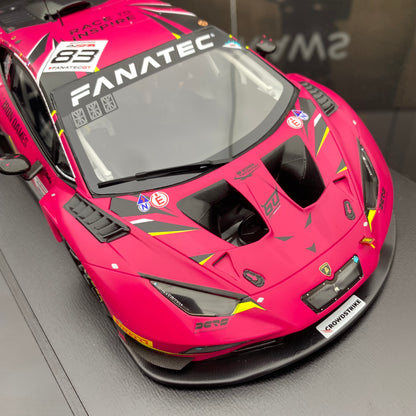 SPARK 1/18 Lamborghini Huracan GT3 EV02 Iron Dames Team 2023 Spa Endurance Race No. 83 Pink Simulation Car Model Ornament