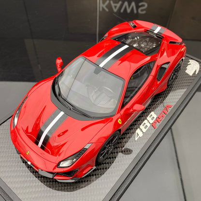 BBR 1/18 Ferrari 488 Pista Standard Red Resin Sealed Car Model Ornaments