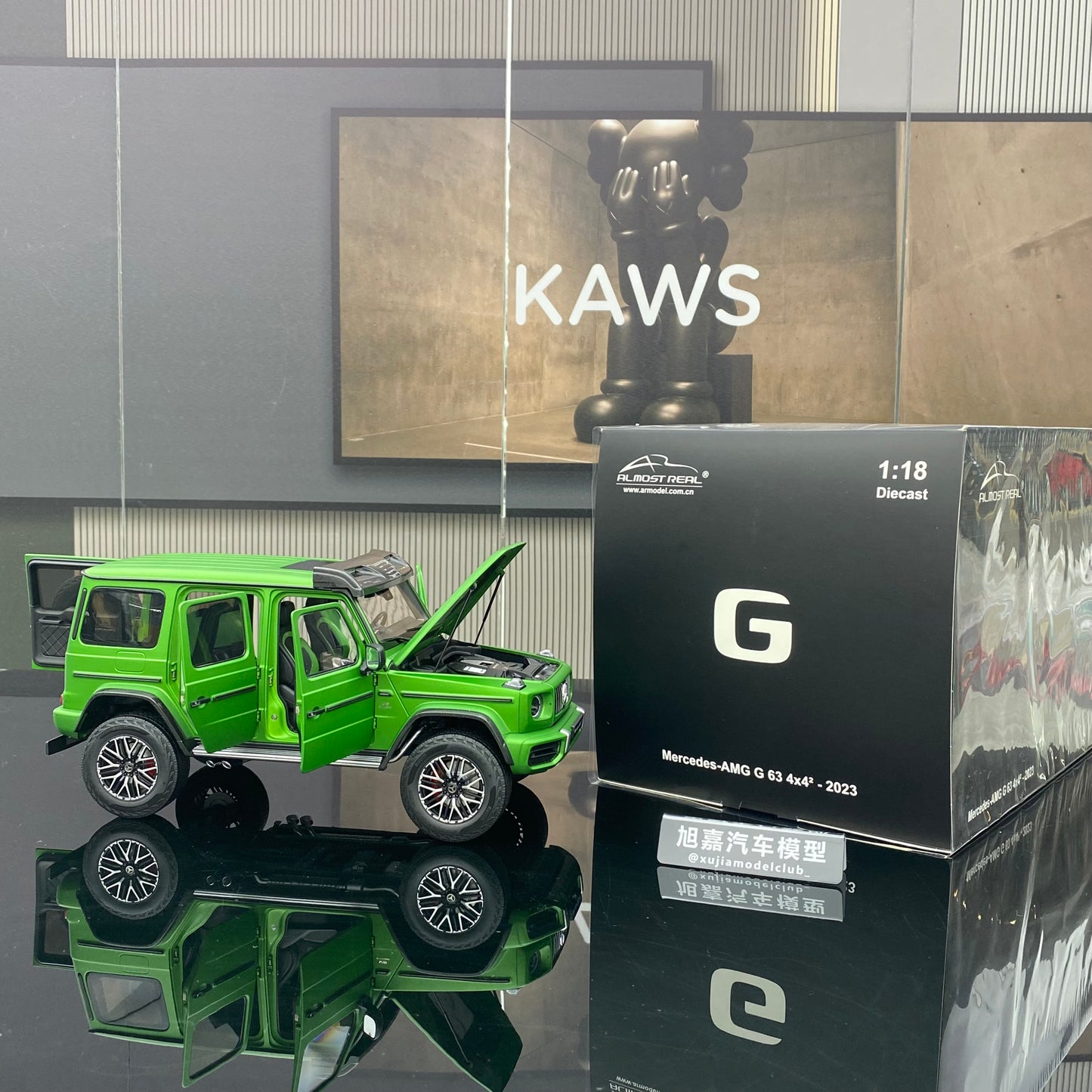 Almost Real 1/18 Mercedes-Benz AMG G63 4X4² Matt Green Big G Car Model Ornament