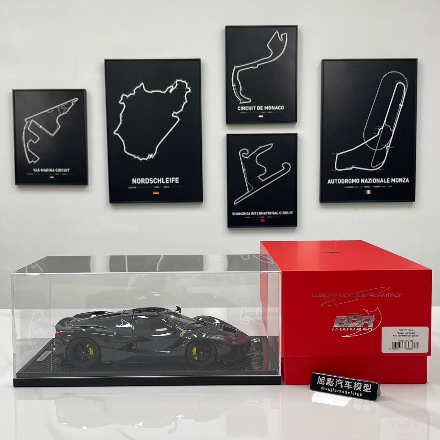 BBR 1/18 Ferrari LaFerrari, Alloy Alloy Fully Open, Carbon Fiber Sole, Black Knight BBR182244A