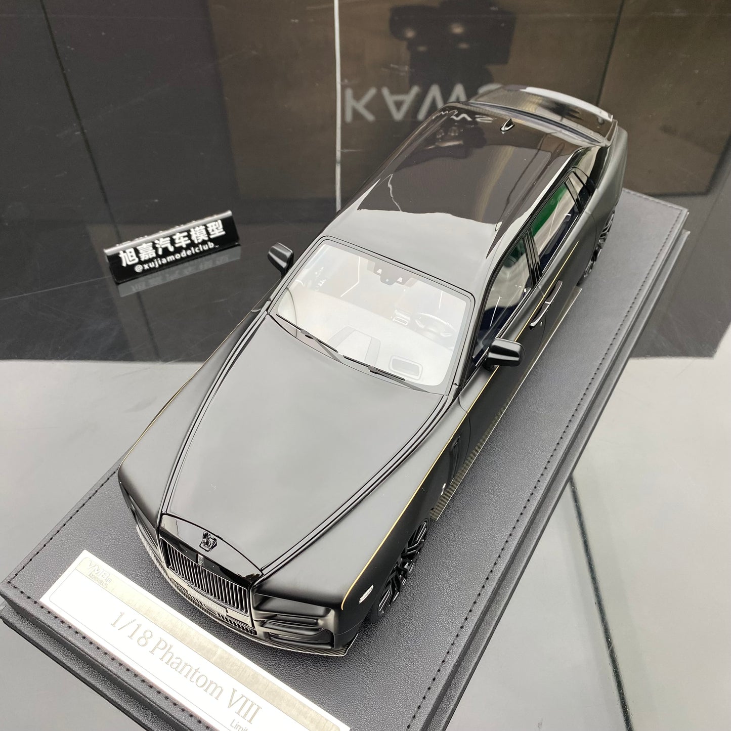 VMB 1/18 Rolls-Royce Phantom Matt Black Glossy Black Double Color Matching Limited Edition Car Model Ornament