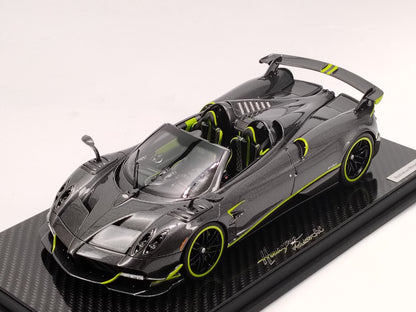 AustraLux Model 1/18 Pagani Huayra Roadster BC All-Carbon Fiber with Green Stripes Car Model