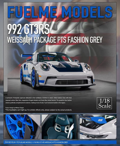 Fuelme 1/18 Porsche 992GT3RS Limited Edition Car Model Ornaments