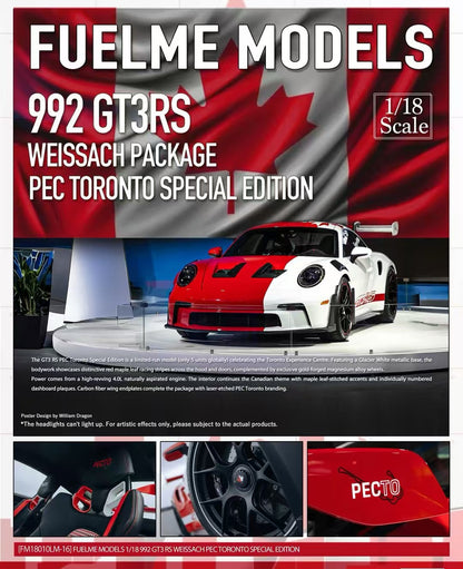 Fuelme 1/18 Porsche 992GT3RS Limited Edition Car Model Ornaments