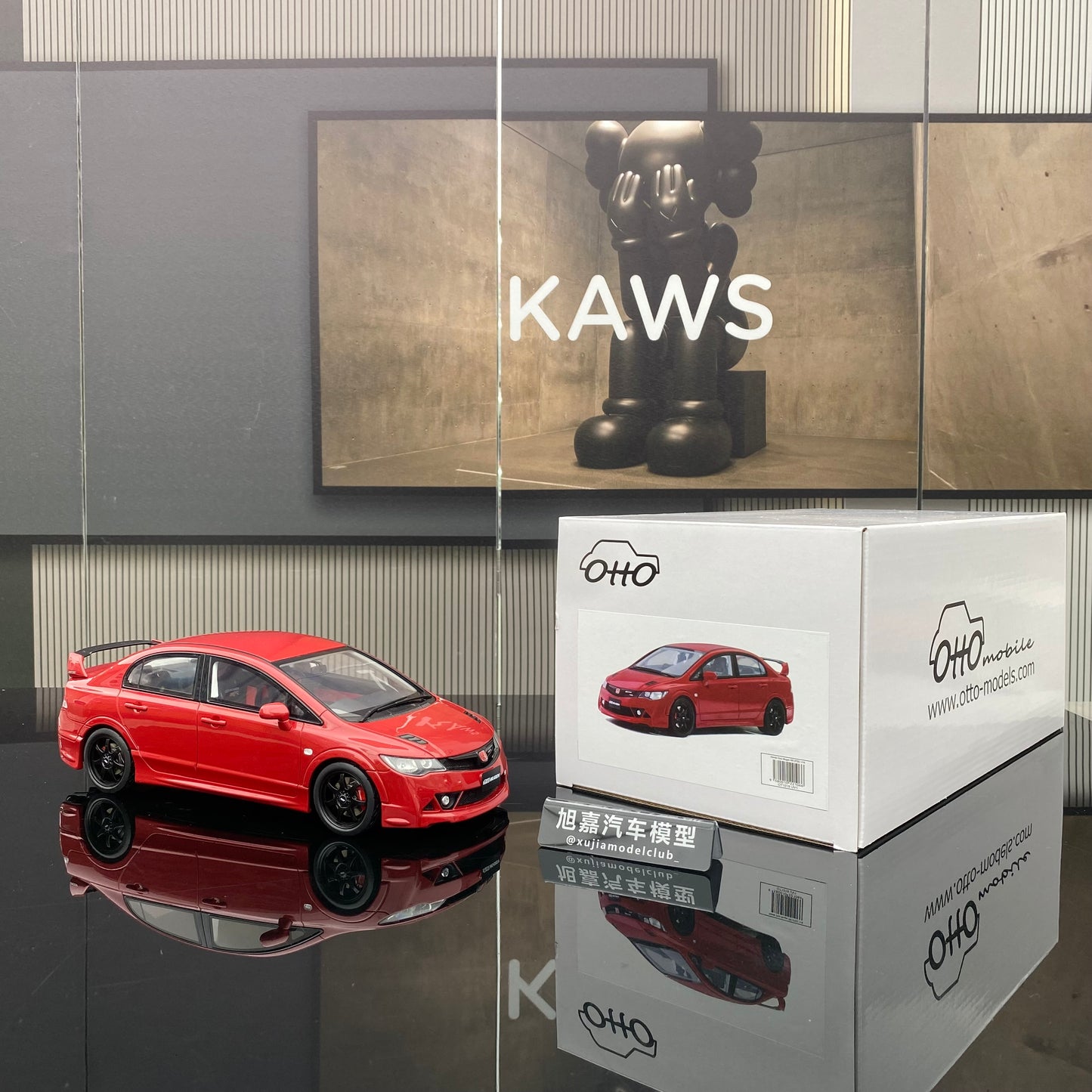OTTO 1/18 HONDA CIVIC MUGEN RR(FD2) red simulation car model