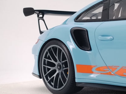 MAKEUP 1/18 Porsche 991.2 GT3RS WEISSACH PACKAGE 2018 Gulf Blue Carbon Fiber Cover Simulation Model Car EML072C