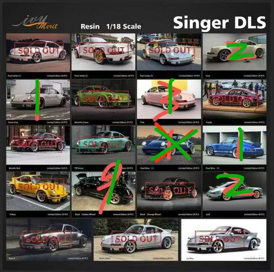 ivy 1/18 Porsche singer DLS resin sealed simulation car model ornaments