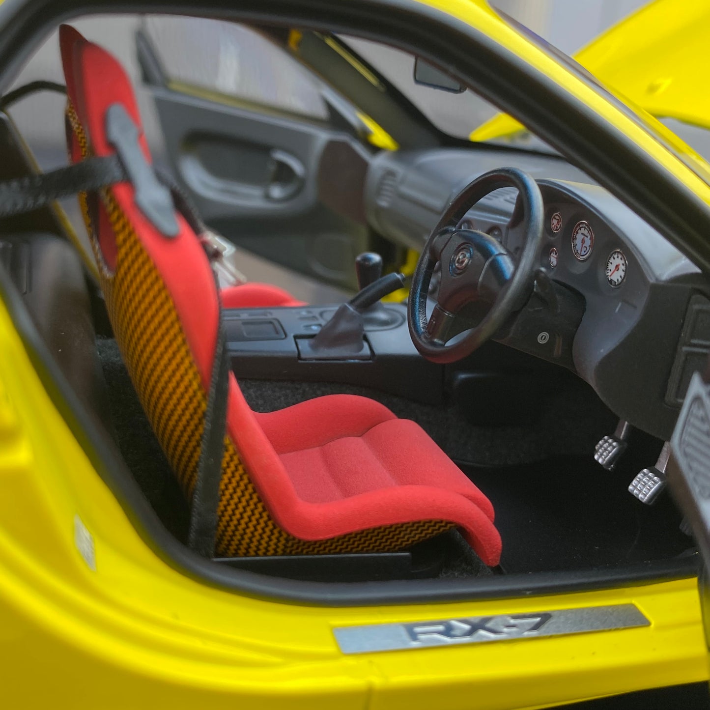 POLAR MASTER 1/18 Mazda RX7 SPEED yellow alloy full-open simulation car model