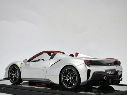 BBR 1/18 Ferrari 488 Pista Spider Silver Resin Car Model