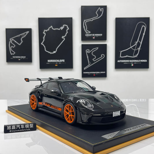 IVY 1/12 Porsche 992 GT3 RS Black with Orange Wheels Limited Edition Model Car