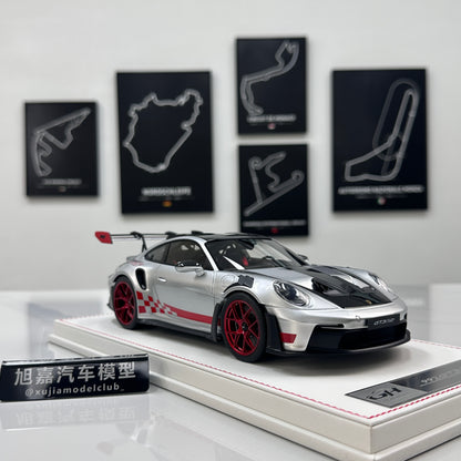 GH MODEL 1/18 Porsche 992 GT3RS Red Seals/GT Silver Limited Edition Model Car