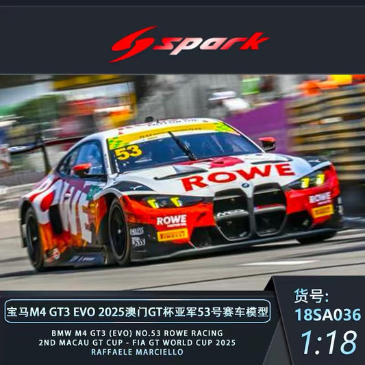 SPARK 1/18 2025 Macau GT Cup Runner-up BMW M4 GT3 EVO Resin Model 18SA036