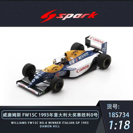 SPARK 1/18 WILLIAMS FW15C NO.0 WINNER ITALIAN GP 1993
DAMON HILL 18S734