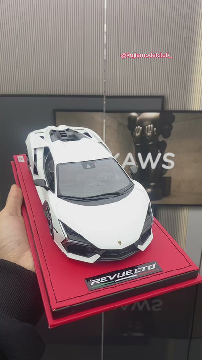 Colección de adornos de simulación de coche Lamborghini Reveulto Starlight White a escala 1/18