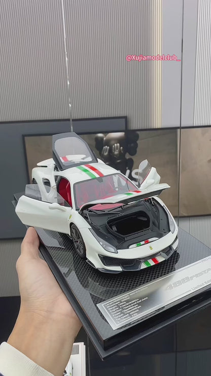 DM 1/18 Ferrari 488 pista resin fully opened fluorescent limited edition car model ornaments