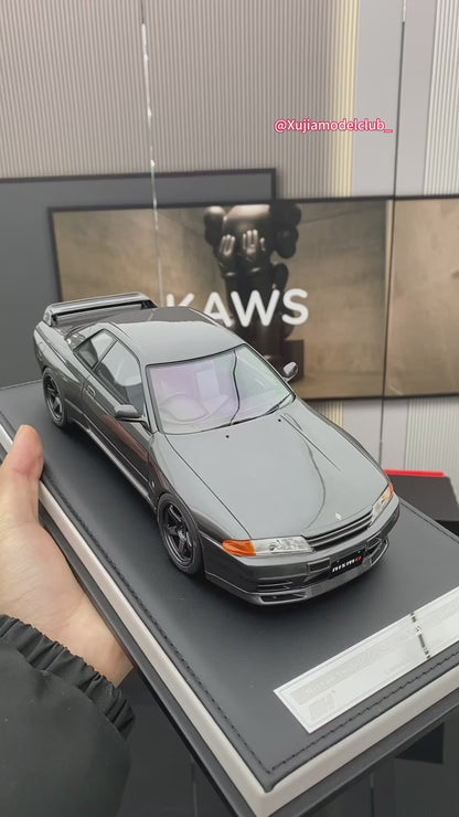 MH 1/18 Nissan Skyline GT-R(R32)Customized Version Gun Gray Metallic Car Model