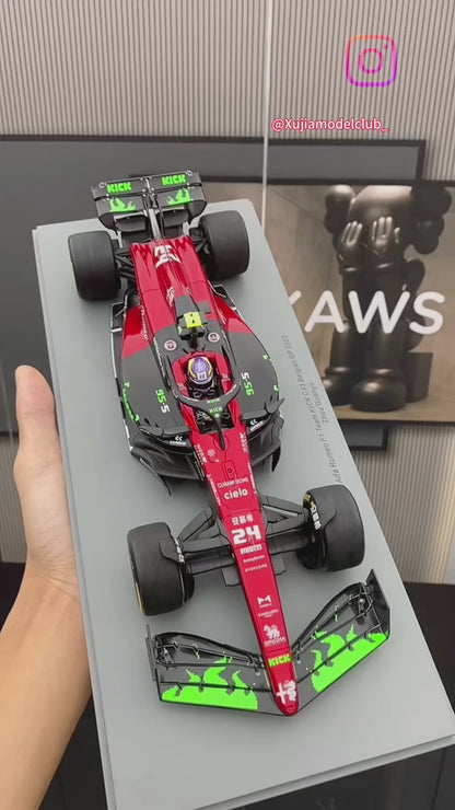 SPARK 1/18 Alfa Romeo F1 Team C43 2023 Belgian Grand Prix Zhou Guanyu Red Simulation Car Model Ornament