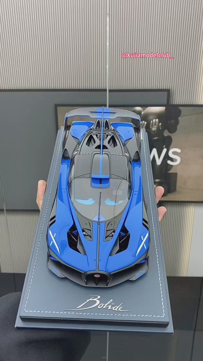 MR 1/18 Bugatti bolide blue and black high-quality simulation car model ornaments and gifts