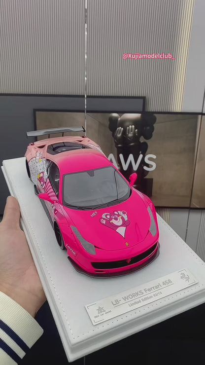 BBA CAR MODEL 1/18 Ferrari 458GT pink limited edition car model ornament