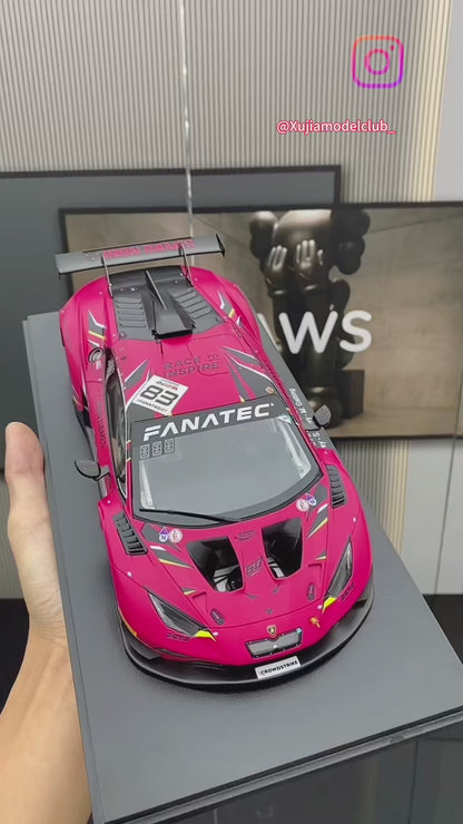 SPARK 1/18 Lamborghini Huracan GT3 EV02 Iron Dames Team 2023 Spa Endurance Race No. 83 Pink Simulation Car Model Ornament