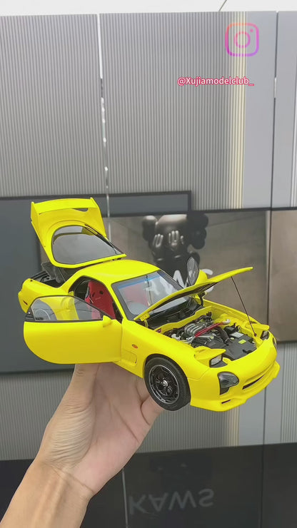POLAR MASTER 1/18 Mazda RX7 SPEED yellow alloy full-open simulation car model